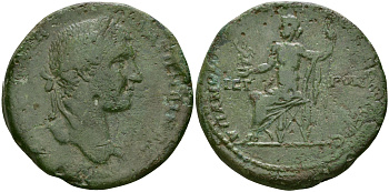 Римская Империя, Провинция Нижняя Мезия, Никополь-на-Истре AE 218 - 222 Элагабал, бюст императора / Зевс, сидящий на троне AMNG 1894 бронза 1100-5-22