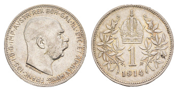 Австрия 1 крона 1914 Франц Иосиф I (1848-1916) KM 2820 серебро aUNC 4654-946