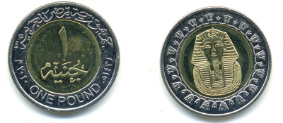 Египет 1 фунт 2010 сфинкс KM 940 a биметалл UNC 83-1756