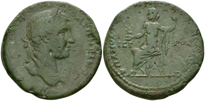 Римская Империя, Провинция Нижняя Мезия, Никополь-на-Истре AE 218 - 222 Элагабал, бюст императора / Зевс, сидящий на троне AMNG 1894 бронза 1100-5-22