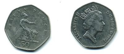 Великобритания 50 пенсов 1997 Елизавета II (1952-2022) KM 940.2, Spink 4351 (H7) медно-никель 540-614