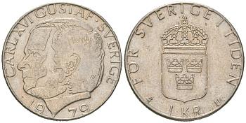 Швеция 1 крона 1979 Карл XVI Густав (1973- ) KM 852 медь плакированная медно-никелем 4616-1156