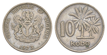 Нигерия 10 кобо 1973 KM 10.1 медно-никель 4613-227
