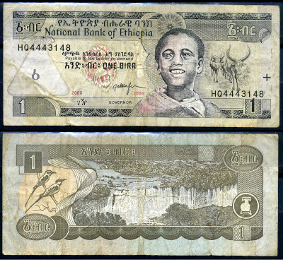 Эфиопия 1 быр ED 2000 AD 2008 Pick 46 e бумага 8592-8-4-1