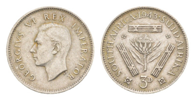 ЮАР 3 пенса 1943 KM 26 серебро 4636-323