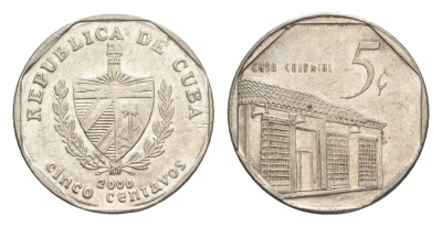 Куба 5 сентаво 2000 Casa Colonial KM 575.2, Schoen 713, JMA MC19 сталь плакированная никелем 4644-721