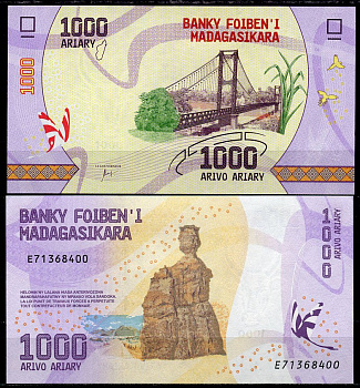 Мадагаскар 1000 ариари ND (2017) мост Pick 100  бумага  UNC (пресс) 448-79-2