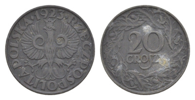 Польша 20 грошей 1923 Y 37 цинк 4636-419