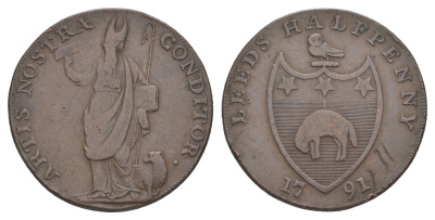 Великобритания, Йоркшир, Лидс 1/2 пенни 1791 Уильям Пейли, токен Dalton & Hamer 52 медь 3711-224