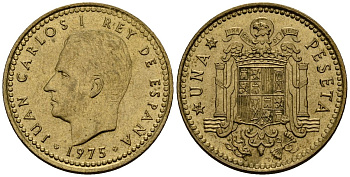 Испания 1 песета 1975 Хуан Карлос I (1975-2014) KM 806 алюминиевая бронза 4176-356