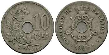 Бельгия 10 сантимов 1905 Belgique KM 52 медно-никель 4172-822
