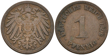 Германия 1 пфенниг 1896 A KM 10, J. 10 медь 4567-1123