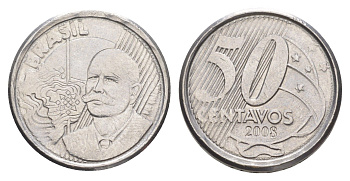Бразилия 50 сентаво 2008 KM 651a нержавеющая сталь 4642-1145