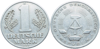 ГДР 1 МАРКА 1956 А KM 13 алюминий 4395-335