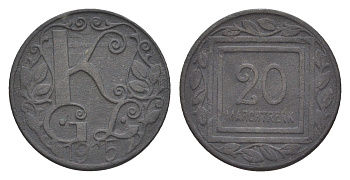 Мархтренк 20 геллеров 1915 лагерь военнопленных Men05 16278.5, Men18 20418.5 цинк плакированный никелем 1527-431