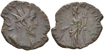 Римская Империя (императоры в Галлии) антониниан 271 Викторин. PROVIDENTIA AVG, Провиденция, держащая рог изобилия, Колония Агриппины, Good Very fine RIC 61 биллон 1073-14-16