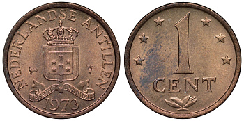 Нидерландские Антилы 1 цент 1973 Юлиана (1948-1980) KM 8 бронза UNC 4118-927