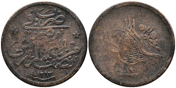 ЕГИПЕТ 1/20 ГИРША 1893 АН1293/19 ГОД, ABDUL HAMID II (1876-1909), ОСМАНСКАЯ ИМПЕРИЯ KM 288 бронза 46-453