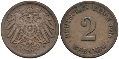 Германия 2 пфеннига 1916 A KM 16, J. 11, Weege 4 медь 4573-1212