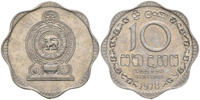 Шри-Ланка 10 центов 1978 KM 140a алюминий 4135-1217