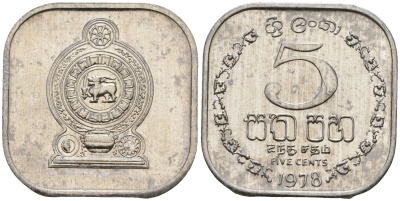Шри-Ланка 5 центов 1978 KM 139a алюминий 4136-664