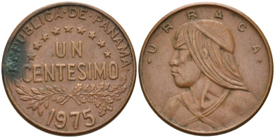 Панама 1 сентесимо 1975 Уррака KM 22 бронза 4115-932