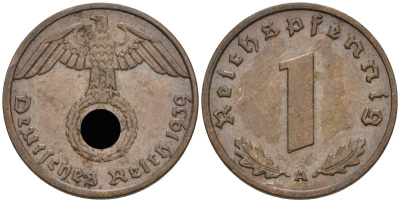 Германия 1 рейхспфенниг 1939 A KM 89, J 361 бронза 4392-333