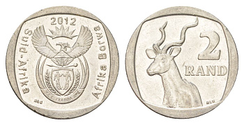 ЮАР 2 ранда 2012 KM 498 медь плакированная никелем 4628-327