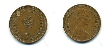 Великобритания 1/2 пенни 1971 Елизавета II (1952-2022) КМ 914, Spink 4239 бронза 4110-1631