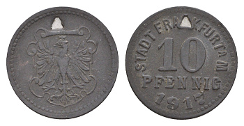 Франкфурт-на-Майне 10 пфеннигов 1917 Funck 136, Men05 7947.2, Men18 9918.2 цинк 4651-1064