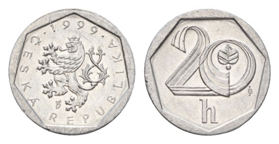 Чехия 20 геллеров 1999 KM 2.3 алюминий UNC 4674-661