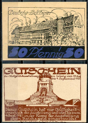 Германия, Лейпциг 50 пфеннигов 1921 нотгельд, итоги I-ой мировой войны Grabowski 784.1  бумага  UNC (пресс) 444-115-1-2
