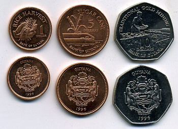 Гайана годовой набор из 3 монет (1, 5 и 10 долларов) 1996  KM 50, 51 и 52   UNC   M43-16