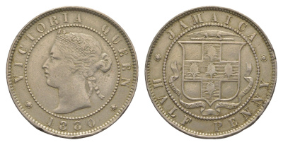 Ямайка 1/2 пенни 1880 Виктория (1837-1901) KM 16 медно-никель 1529-1141