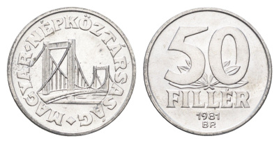 Венгрия 50 филлеров 1981 BP мост Елизаветы в Будапеште KM 574 алюминий UNC 4665-127