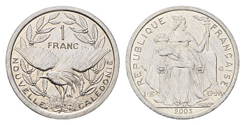 Новая Каледония 1 франк 2003 KM 10 алюминий UNC 212-1211