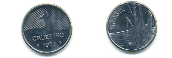 Бразилия 1 крузейро 1979 сахарный тростник KM 590 нержавеющая сталь 86-1053