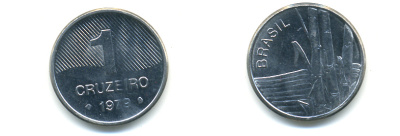 Бразилия 1 крузейро 1979 сахарный тростник KM 590 нержавеющая сталь 86-1053