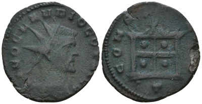 Римская Империя антониниан 270 - 271 Клавдий II Готский, посмертная чеканка, DIVO CLAVDIO GOTHICO, бюст императора / CONSECRATIO, алтарь, Медиолан RIC 264 биллон 1073-25-25