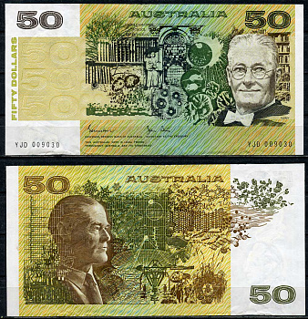 Австралия 50 долларов ND (1974-1994) Хоуард Уолтер Флори, Иан Кланис Росс, отдел космических исследований, подпись Johnston, Stone Pick 47 d  бумага   451-680-2