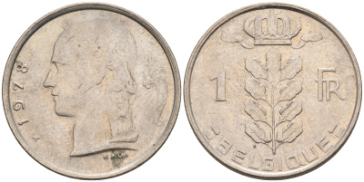 БЕЛЬГИЯ 1 ФРАНК 1978 BELGIQUE KM 142.1 медно-никель 4563-1125