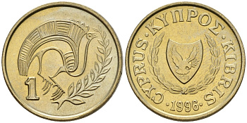 Кипр 1 цент 1996 KM 53.3 никель латунь 4174-1165