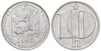 Чехословакия 10 геллеров 1985 KM 80 алюминий aUNC 4115-719