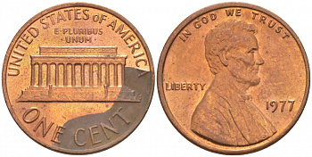 США 1 ЦЕНТ 1977 ЛИНКОЛЬН KM 201 медь цинк UNC 3309-246