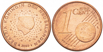 Нидерланды 1 евроцент 2003 KM 234 сталь плакированная медью 218-1254