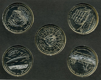 Куба набор из 5 монет по 1 песо 2000 история навигации, в оригинальном буклете медно-никель UNC 7-4-2-40