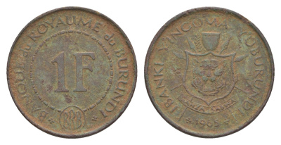 Бурунди 1 франк 1965 KM 6 латунь 4650-412
