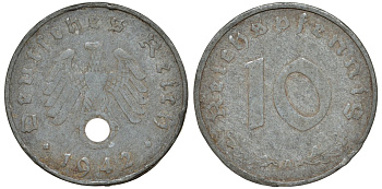 Германия 10 рейхспфеннигов 1942 A KM 101, J. 371 цинк 4132-617