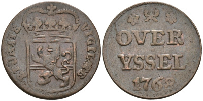 Оверэйсел (Overyssel), Нидерланды 1 дуит 1768 KM 90 медь 4575-1252
