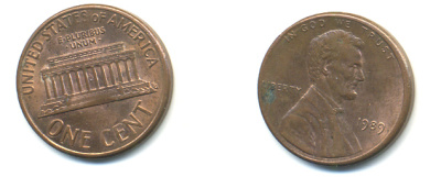 США 1 цент 1989 Линкольн KM 201b цинк плакированный медью UNC 179-429